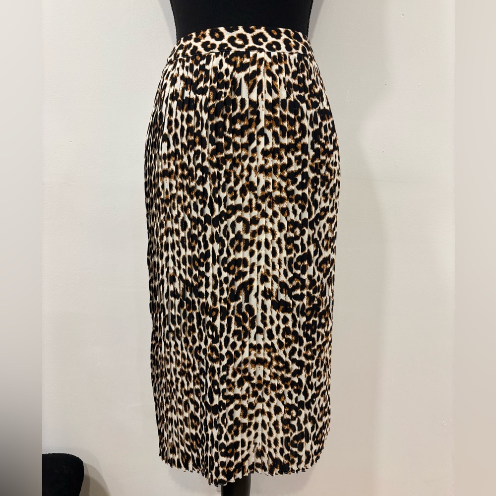 Express Leopard Print Pleated Skirt